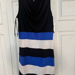 Black and Blue Striped Sleeveless Dress